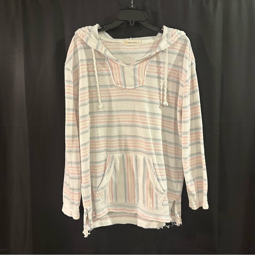 Ocean Drive Pastel Striped Hooded Top